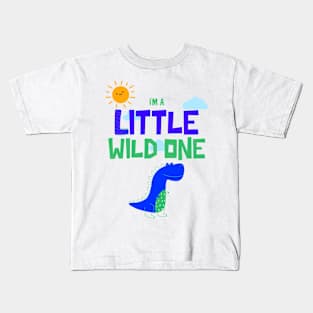 I'm a little wild one blue t-rex Kids T-Shirt